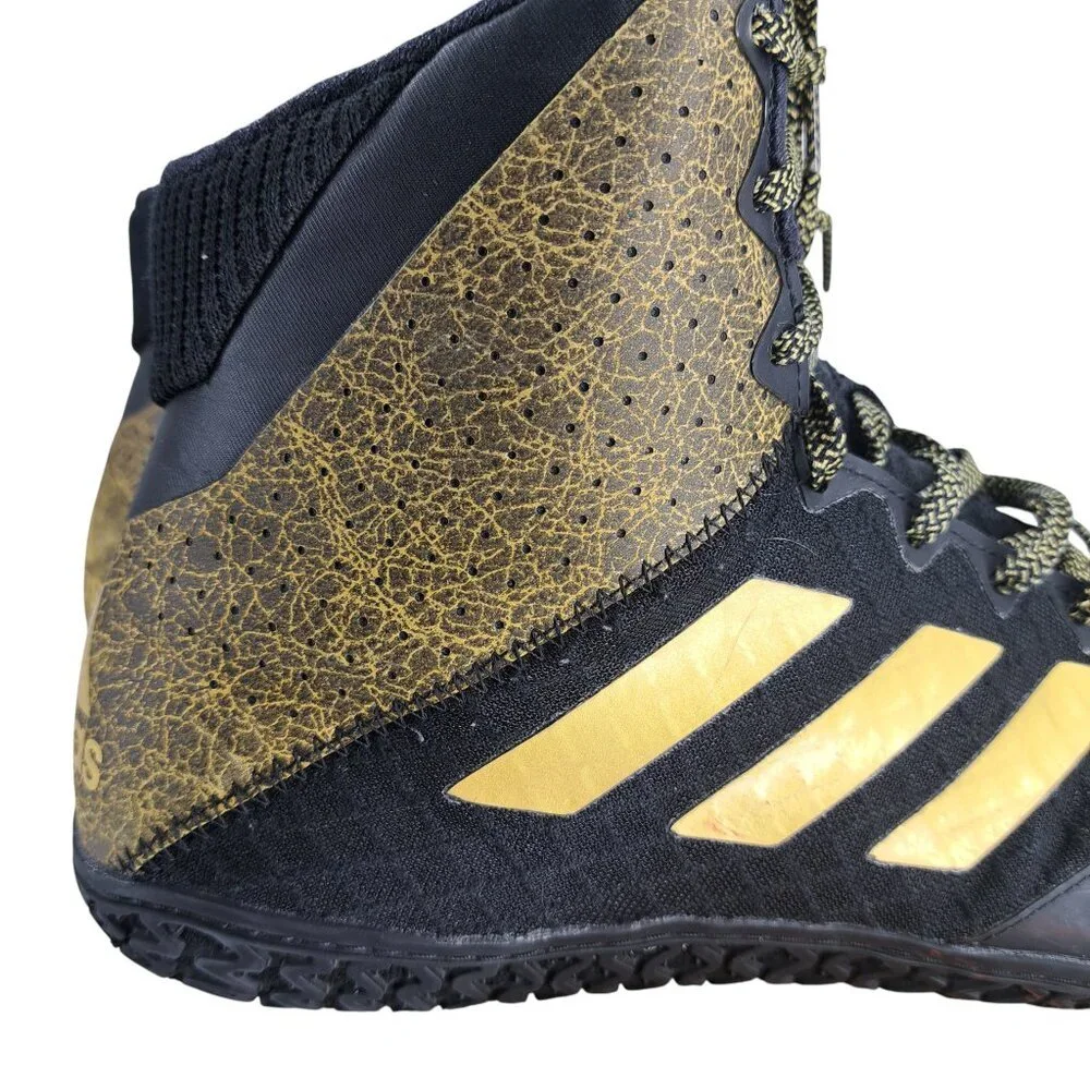 Adidas Map Wizard Hype Black Gold Wresting Shoes Size 10 Mens High Top Metallic